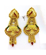 HANDMADE 22K YELLOW GOLD FILIGREE ANTIQUE ETHNIC EARRINGS TRIBAL JEWELRY  - £1,216.14 GBP