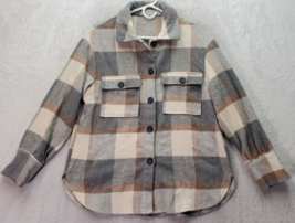 Womens Shacket Small Multi Plaid Thick Flannel Chest Pockets Collar Butt... - £20.19 GBP