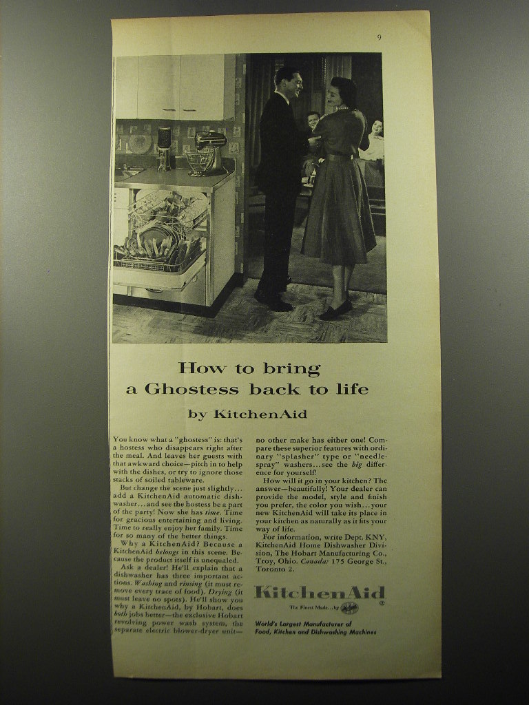 1956 KitchenAid Dishwasher Ad How to bring a Ghostess back to life