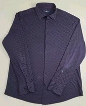 Stone Rose Shirt Mens Size XL Navy Textured Cotton Button Up Velvet Polka Dots - £14.61 GBP