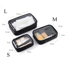 Black Transparent Travel Cosmetic Bag Fashion Waterproof TPU Toiletry Bag New Ma - £23.26 GBP