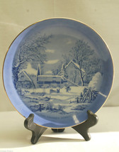 Currier &amp; Ives The Farmer&#39;s Home Winter Collector&#39;s Plate w Gold Trim Japan - $19.79