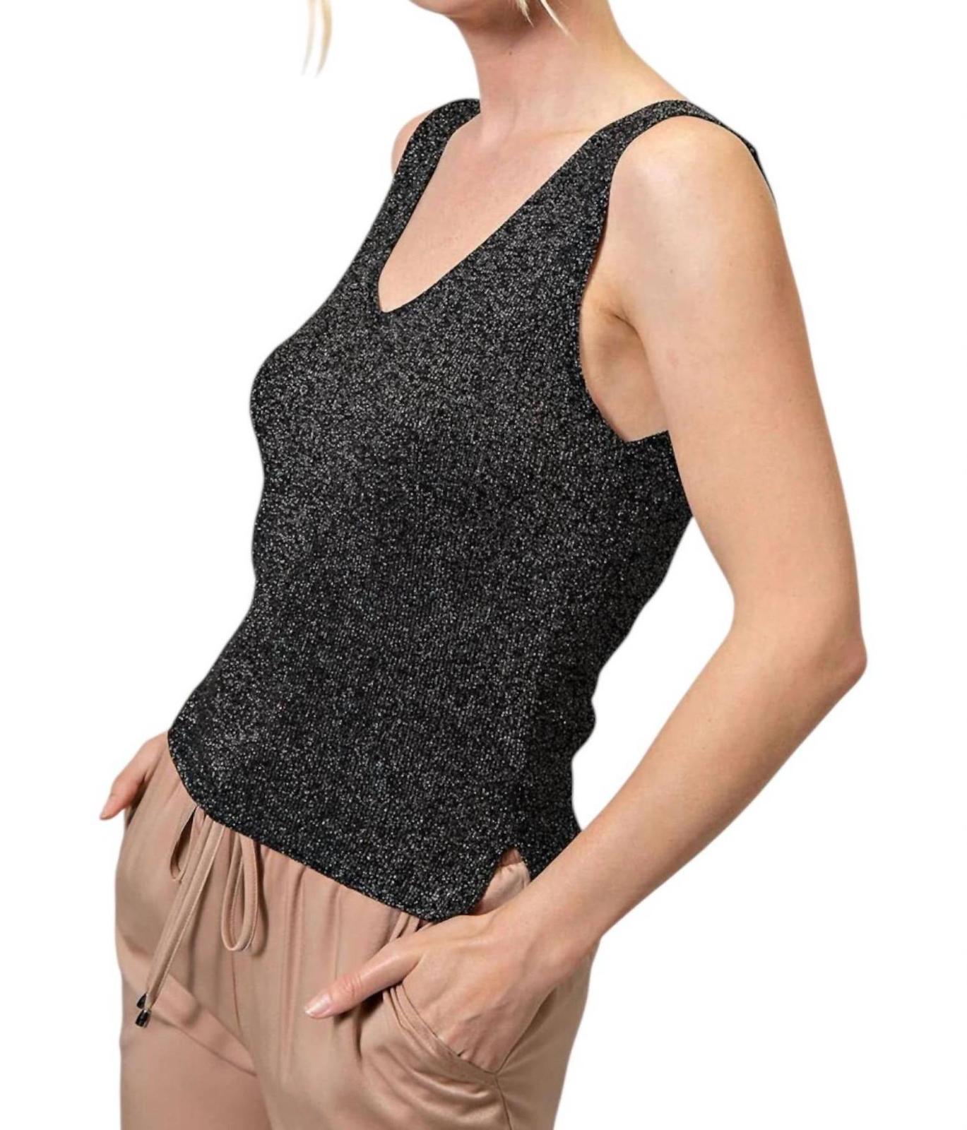 Ee:some Glitter Tank Sweater Top Black - $38.00