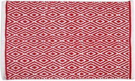 The Beer Valley Cotton Diamond Rug 21 X 34 Inches - Red,, And Bathroom. - $33.94