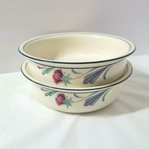 POPPIES ON BLUE Lenox Chinastone 2 Cereal Bowls 2&quot; Deep 6 1/4&quot; Across EUC - £21.50 GBP