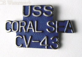 Uss Coral Sea Aircraft Carrier Us Navy Script Lapel Pin 1 Inch - £4.50 GBP