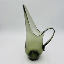 Viking Pitcher Swung Art Glass Charcoal 12.5in MCM Serveware Home Decor - $99.00