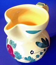 Ceramica Imola Italian Pottery Pitcher Red Rose Hand Painted Italy Vintage - £19.71 GBP