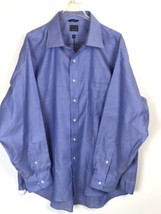 18-34 TALL CHAPS Black Label Non-Iron Cotton Classic Fit Dress Blue Shirt - $8.89