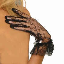 Elegant Moments Women&#39;s Lace Wrist Length Gloves with Ruffle Trim, Black, One Si - £14.90 GBP