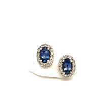 Natural Sapphire Diamond Stud Earrings 14k W G 0.64 TCW Certified $3490 121273 - £1,009.98 GBP