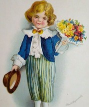 New Year Postcard Ellen Clapsaddle Series 1936 Victorian Child With Flowers Hat - £24.90 GBP