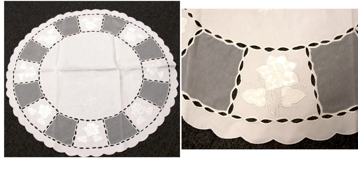 Polyester Embroidery Tablecloth Side Table Cover White Wedding Bridal 33... - $30.99