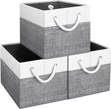 Foldable Storage Baskets, Large Storage Box With Rope Handles, Sturdy, Closet. - £31.91 GBP