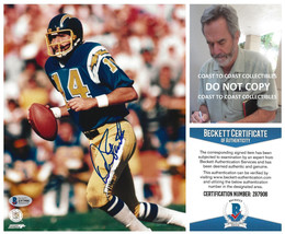 Dan Fouts signed San Diego Chargers football 8x10 photo Beckett COA proof auto. - £85.27 GBP