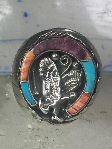 Navajo ring Horseshoe eagle turquoise spiny oyster size 11 sterling silver men Item image 2
