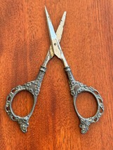 Antique Victorian Repousse Sterling Silver Small Scissors Germany 1890 Broke Tip - £35.83 GBP