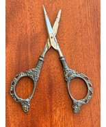 Antique VICTORIAN REPOUSSE STERLING SILVER SMALL SCISSORS Germany 1890 b... - £35.60 GBP