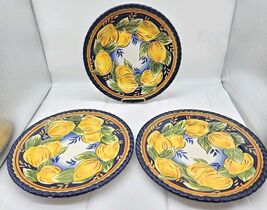 Z Gallerie Palermo 3 Dinner Hand Painted Plates, by Tabletops  Lemon Pat... - $83.03 CAD