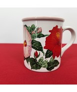 Potpourri Press Red Hibiscus Coffee Cup 1993  9 oz Mug Pink Red White Green - $11.88