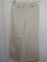 ANN TAYLOR LADIES BONE COTTON/SPANDEX BRUSHED-FEEL PANTS-2P-WORN ONCE-GREAT - $9.49