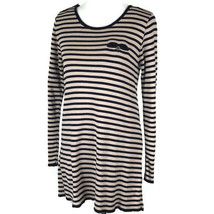 Top Shop Womens Shirt Size 8 Black Beige Striped Tunic Top Button Norm Core - £19.41 GBP