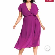 NWT City Chic Softly Tied Dress in Purple Size 18W - No Belt - $74.57