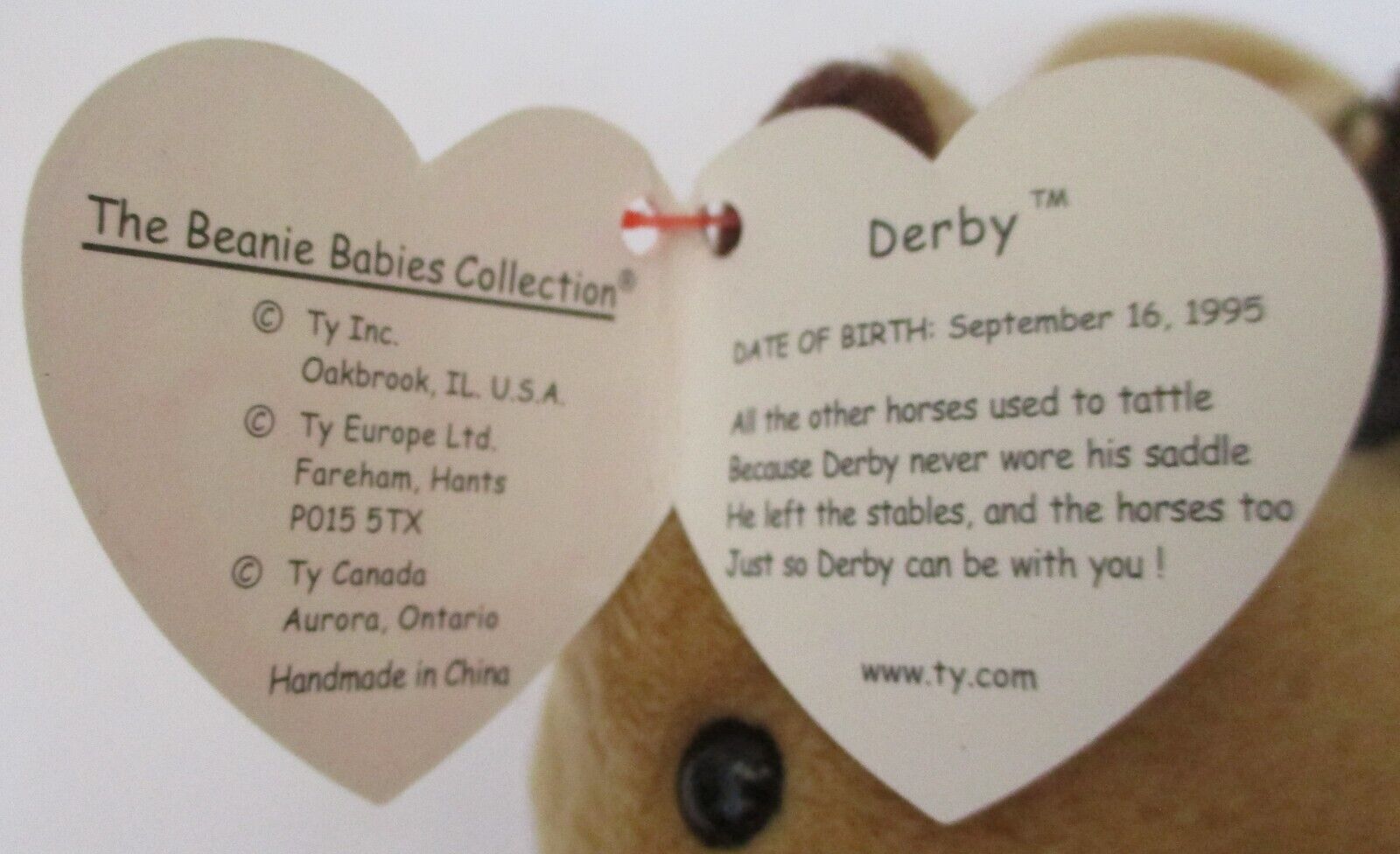 Ty Beanie Baby Derby The Horse Yarn Mane 5th PVC Filled USED Item image 4