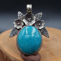 GRAND COLLIER PENDENTIF HOMME VINTAGE bleu naturel turquoise tibétaine m... - $1,628.76 MXN