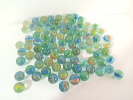 Lot of 90 Vintage Glass Shooter Cats Eye Marbles Tri-Color ~ Toy / Hobby Marbles - $10.10