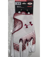 New Under Armour Blitz II White / Maroon Football Gloves Adult XL 1202503 - $26.72