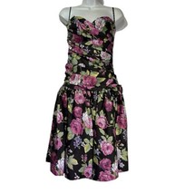 Vintage Positively Ellyn USA Union Purple Floral Ruffled Puff Prom Dress Size 8 - £49.65 GBP