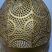 Large Moroccan Style Gold Ornate Candle Lantern With Battery Operated Candle - £23.79 GBP