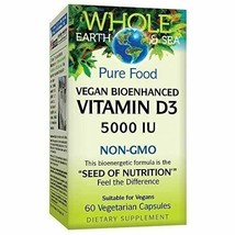 Natural Factors Pure Food Vegan Vitamin D3 5000Iu Non-GMO Plant-Based 60 Count - £21.83 GBP