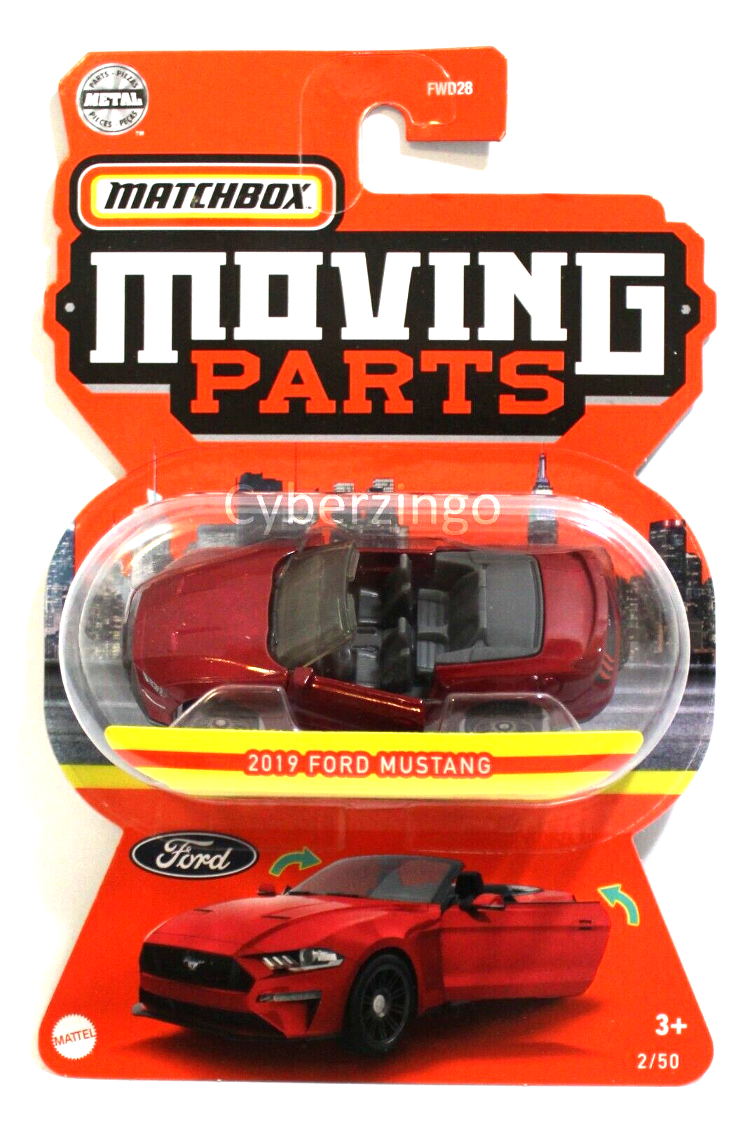 1:64 Matchbox Moving Parts 2019 Ford Mustang Diecast Model Car Red NEW - $13.99