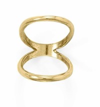 14k Yellow Gold Plated 925 Sterling Silver Double Band 2 mm Knuckle Midi Ring - £89.02 GBP