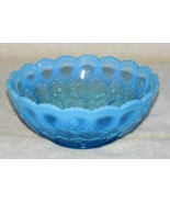ANTQ. Fenton Art Glass Honeycomb &amp; Clover Blue Opalescent Berry Bowl 9&quot; ... - £35.03 GBP
