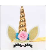 Unicorn Cake Topper Set 5-1/2&quot; Tall X 4&quot; Wide Gold USA Seller - £7.10 GBP