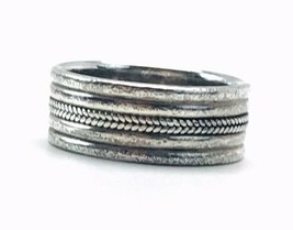 Vintage Sterling Silver 925 Etched 8mm Band Size 7.5 Ring - £18.69 GBP