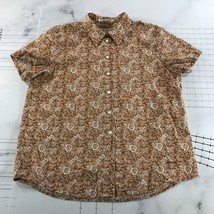 Orvis Button Down Shirt Womens 18 Brown Floral Print Short Sleeve Collar... - £15.50 GBP