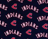 Fleece Cleveland Indians Cooperstown Navy MLB Baseball Fabric Print BTY ... - $13.97