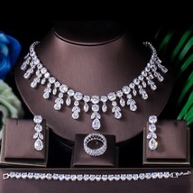 ThreeGraces Classic Cubic Zirconia Long Big Wedding Necklace Earrings Bracelet 4 - £74.46 GBP