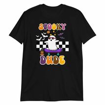 Spooky Dude Halloween Ghost Skateboard T-Shirt Black - £14.02 GBP+