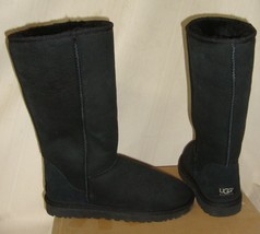 Ugg Australia Classic Tall Black Suede Sheepskin Boots Us 8,EU 39 New #5815 - £117.36 GBP