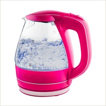 OVENTE 1.5L Electric Hot Water Kettle, Glass with Filter, Fuchsia KG83F - £51.15 GBP