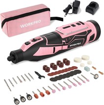 Workpro Pink 12V Cordless Rotary Tool Kit, 5 Variable Speeds,, Pink Ribbon. - £51.76 GBP