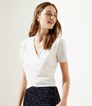 Loft Wrap Light Knit Top NEW Cropped White Short Sleeve All Seasons NWT SZ XL - £15.76 GBP