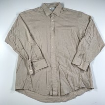 Valentino Uomo Shirt Mens 17.5 34-35 Beige Check Button Down Cotton Long... - $23.36