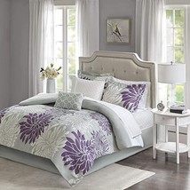 Madison Park Essentials King Complete Comforter and Cotton Sheet Set PURPLE GREY - £88.53 GBP
