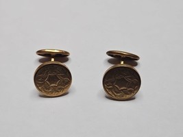 Gold Tone Hexagon/Burst Pattern Mens Cufflinks, 1/2&#39;&#39; Inch Diameter Vint... - $14.03 CAD